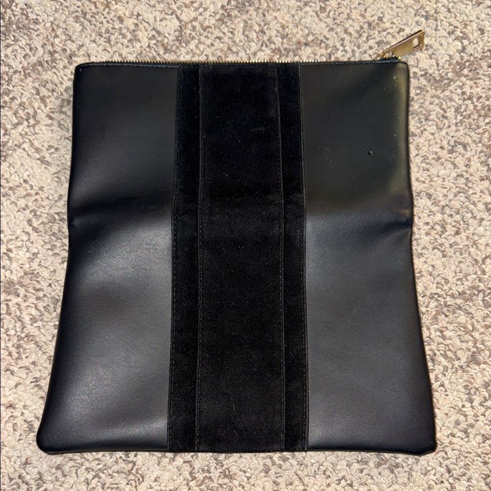 Summer & Rose Black Faux Leather & Suede Zip Pouch